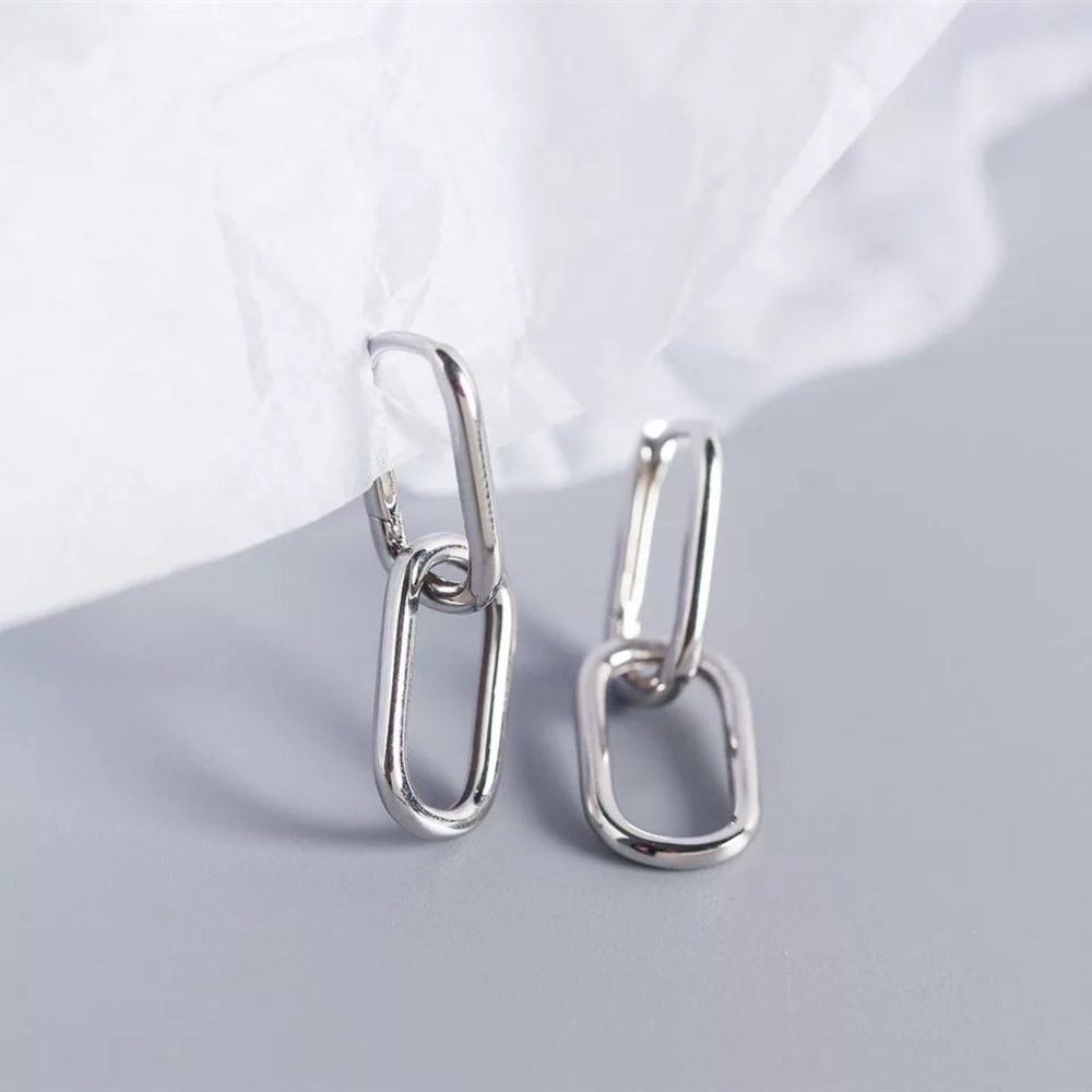 New Sterling Silver 925 Double Oval Hoop Earrings set